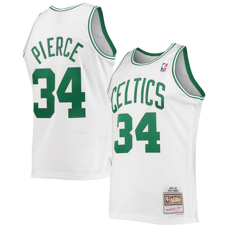 Men's Boston Celtics Paul Pierce Mitchell & Ness White Hardwood Classics Swingman Jersey - Puhuasuan