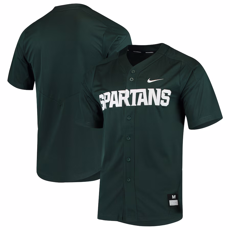 Men's Nike Green Michigan State Spartans Vapor Untouchable Elite Full-Button Replica Baseball Jersey - Puhuasuan