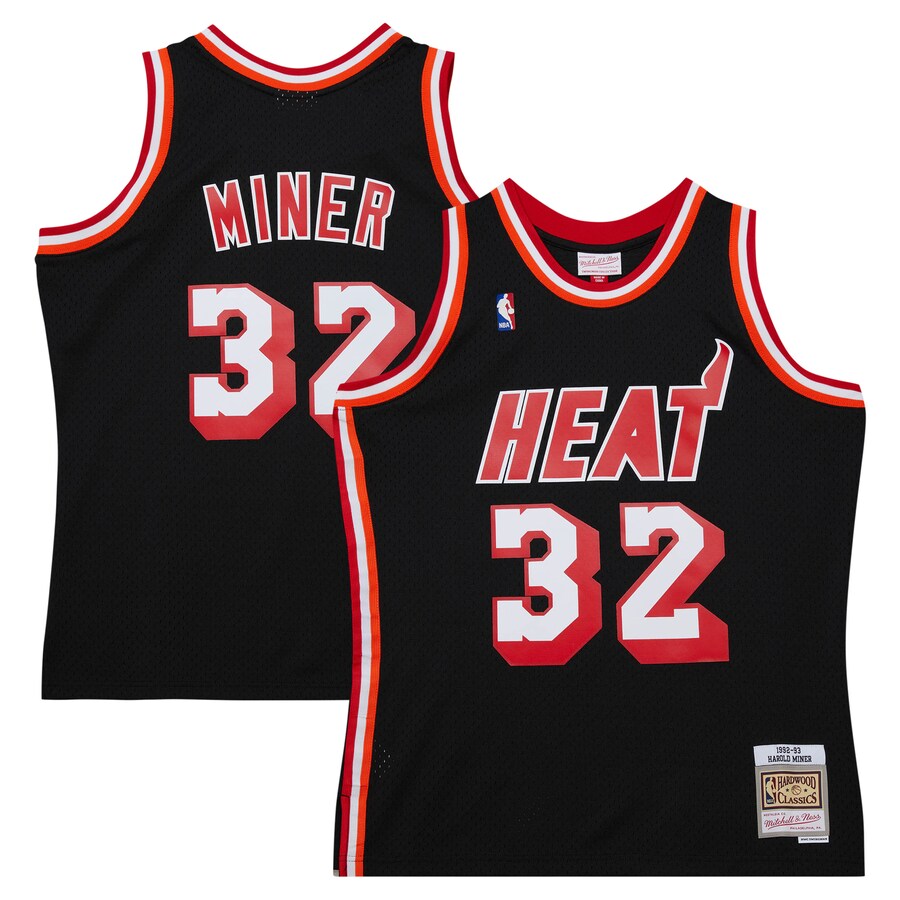 Men's Miami Heat Harold Miner Mitchell & Ness Black 1992/93 Hardwood Classics Swingman Throwback Jersey - Puhuasuan