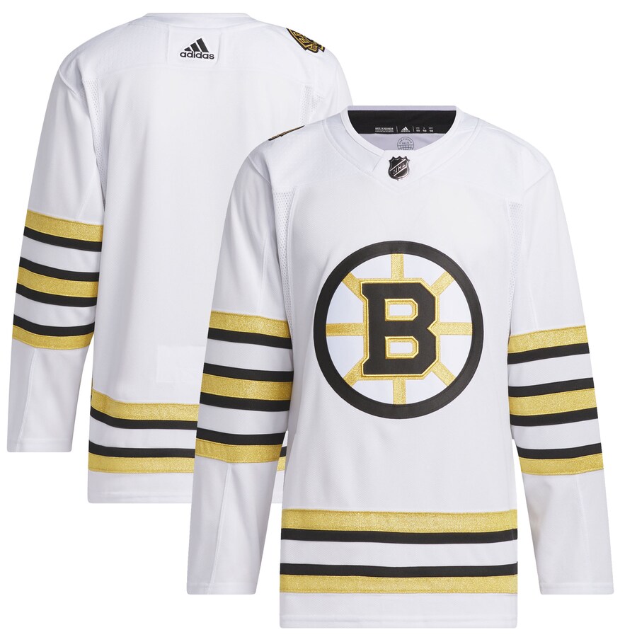Men's Boston Bruins adidas White 100th Anniversary Primegreen Authentic Jersey - Puhuasuan