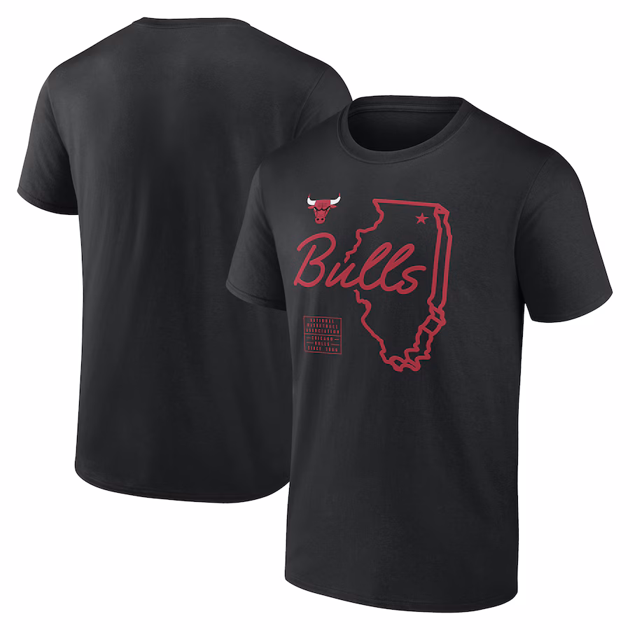 Men's Chicago Bulls Black Announcer T-Shirt - Puhuasuan