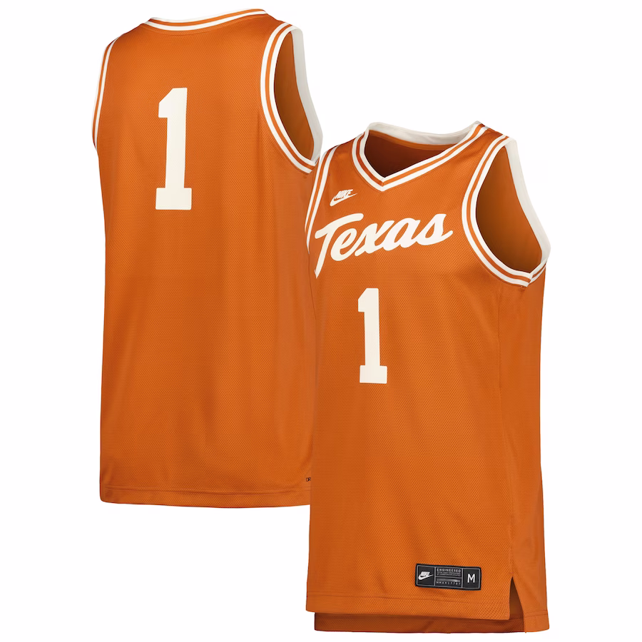 #1 Texas Longhorns Nike Retro Replica Basketball Jersey - Cream - Puhuasuan