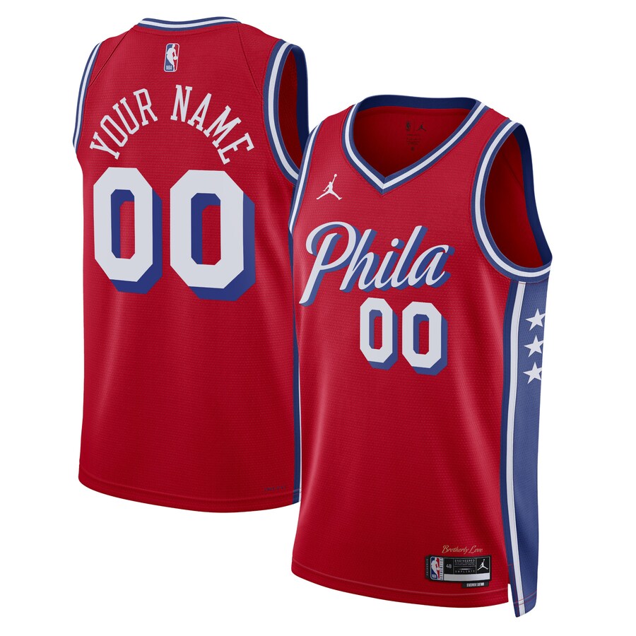 Unisex Philadelphia 76ers Jordan Brand Red 2022/23 Swingman Custom Jersey - Statement Edition - Puhuasuan