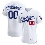 Men's Los Angeles Dodgers Nike White Home Elite Sponsor Patch Custom Jersey - Puhuasuan
