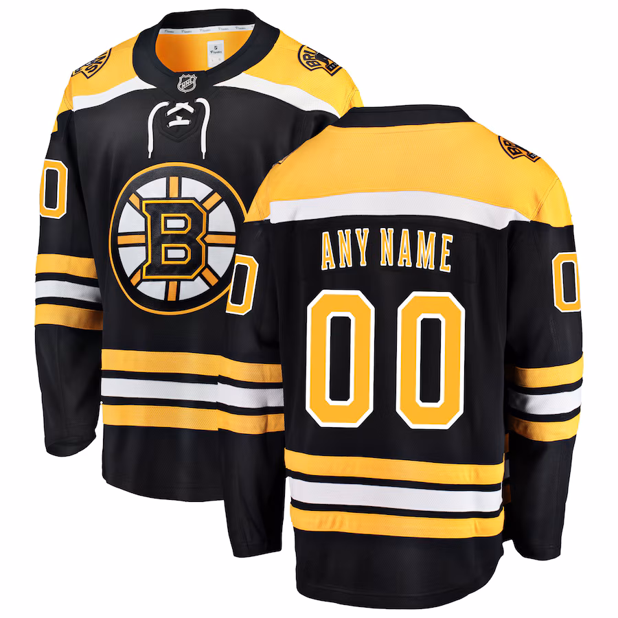Men's Boston Bruins Fanatics Black Home Breakaway Custom Jersey - Puhuasuan