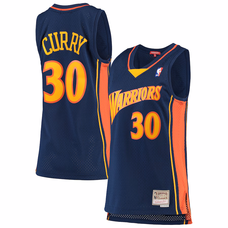 Women's Golden State Warriors Stephen Curry Mitchell & Ness Navy 2009-10 Hardwood Classics Swingman Jersey - Puhuasuan