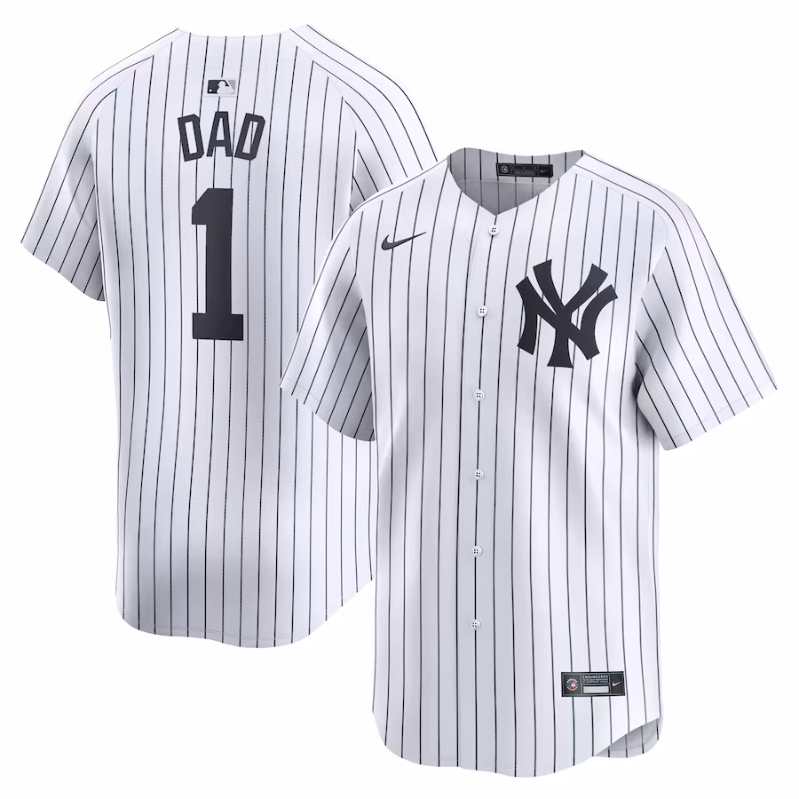 Men's New York Yankees Nike White #1 Dad Home Limited Jersey - Puhuasuan