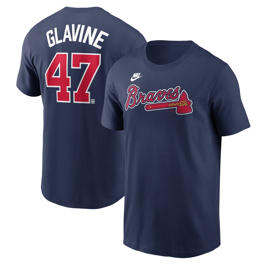 Men's Atlanta Braves Tom Glavine Nike Navy Fuse Name & Number T-Shirt - Puhuasuan