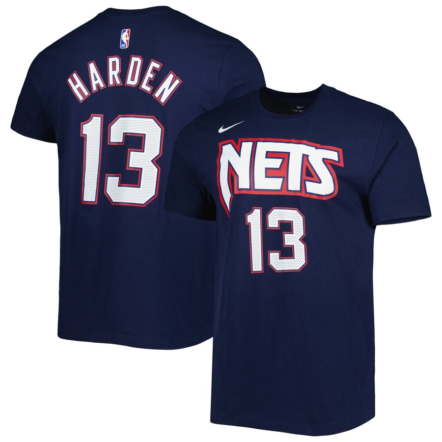 Men's Brooklyn Nets James Harden Nike Navy 2021/22 City Edition Name & Number T-Shirt - Puhuasuan