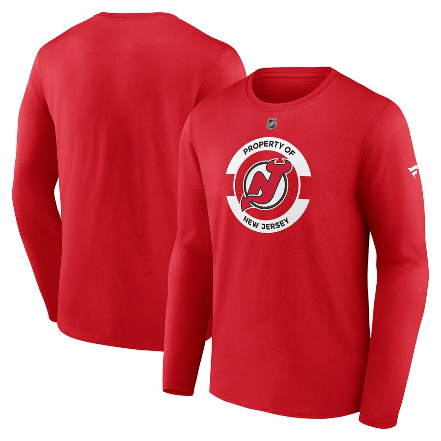 Men's New Jersey Devils Fanatics Red Authentic Pro Core Secondary Long Sleeve T-Shirt - Puhuasuan