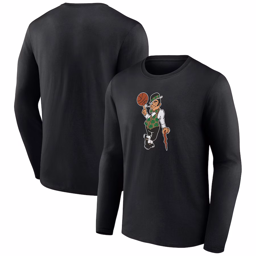 Men's Boston Celtics  Black Alternate Logo Long Sleeve T-Shirt - Puhuasuan