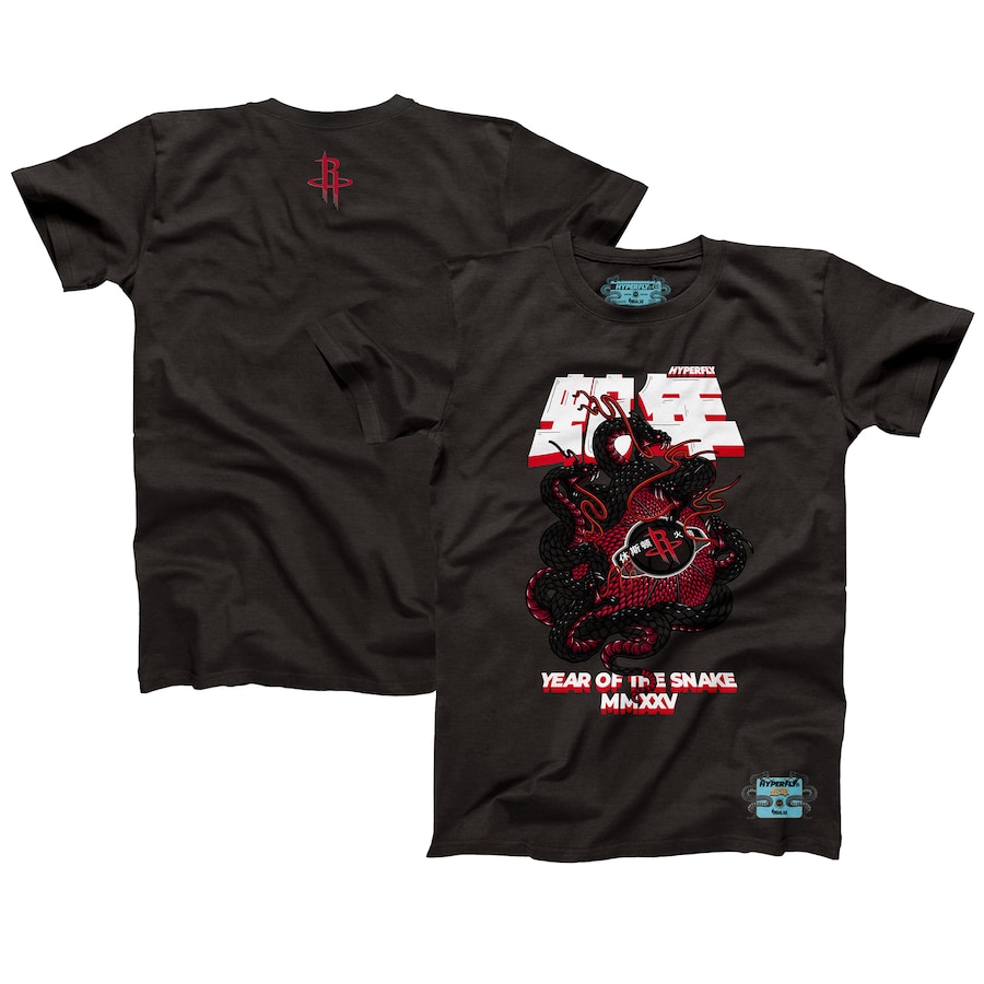 Unisex Houston Rockets NBALab x Hyperfly Heather Black Year of the Snake Lunar New Year Collection T-Shirt - Puhuasuan