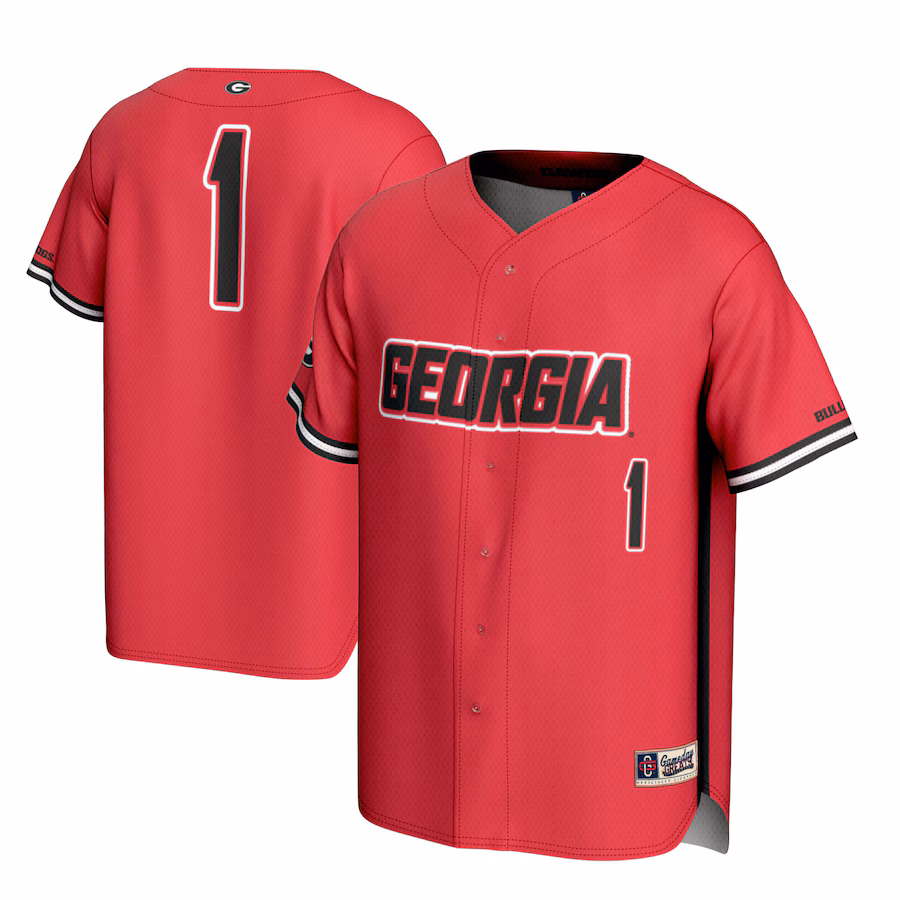 #1 Georgia Bulldogs GameDay Greats Youth Lightweight Baseball Jersey - Red - Puhuasuan