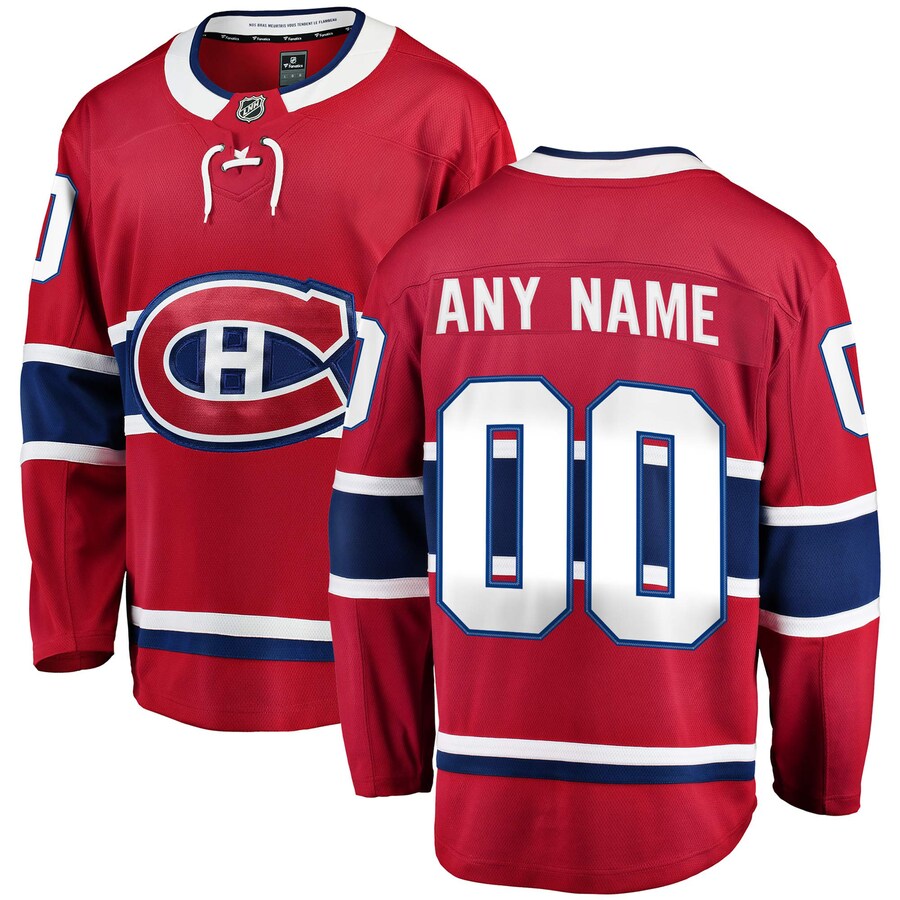 Men's Montreal Canadiens Fanatics Branded Red Home Breakaway Custom Jersey - Puhuasuan
