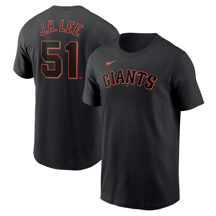 Men's San Francisco Giants Jung Hoo Lee Nike Black Fuse Name & Number T-Shirt - Puhuasuan