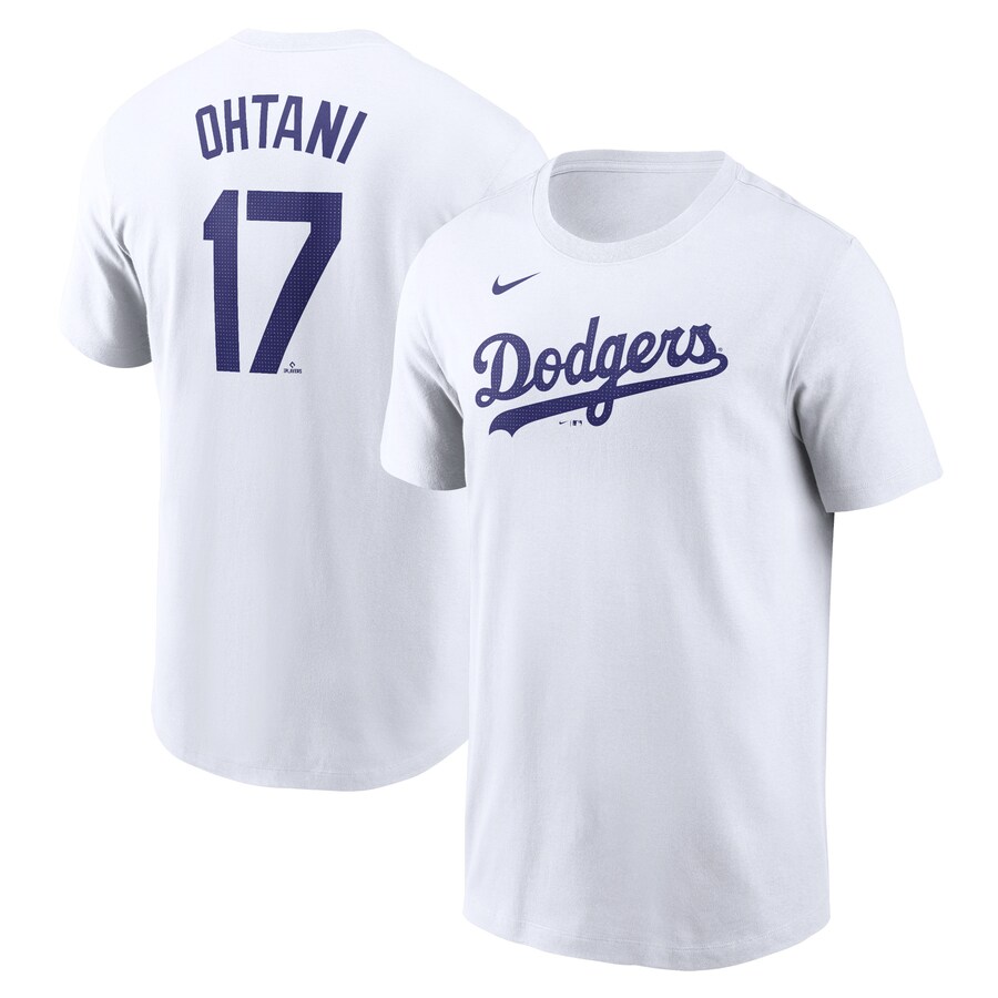 Men's Los Angeles Dodgers Shohei Ohtani Nike White 2024 Fuse Name & Number T-Shirt - Puhuasuan