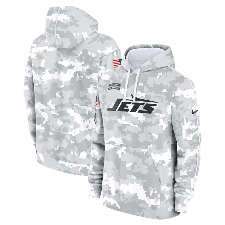 Men's New York Jets Nike Arctic Camo 2024 Salute to Service Club Fleece Pullover Hoodie - Puhuasuan