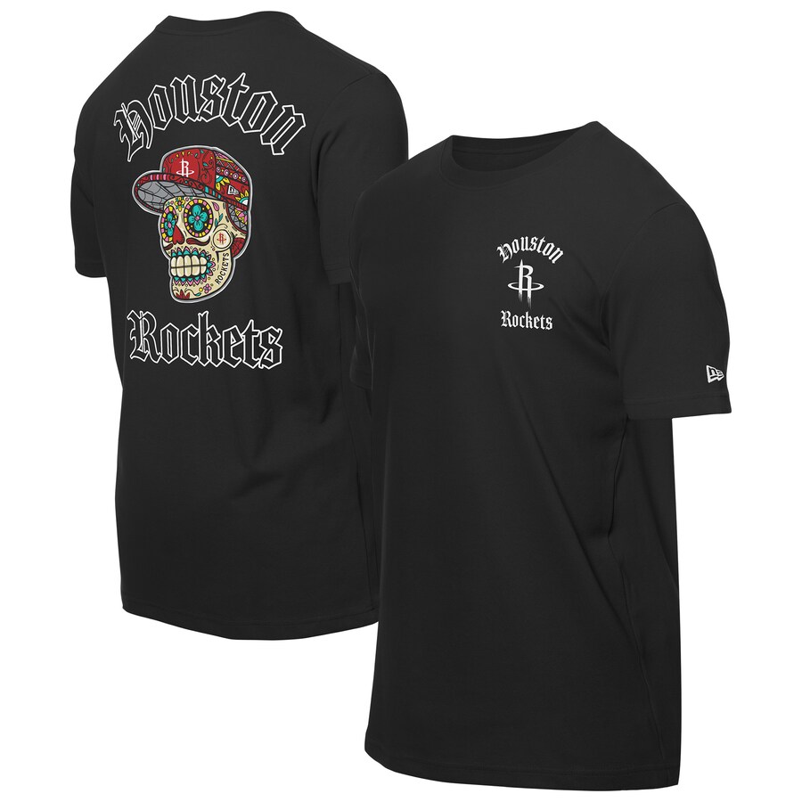 Men's Houston Rockets New Era Black Sugar Skulls T-Shirt - Puhuasuan