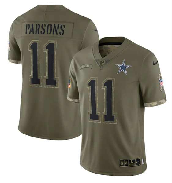 Men's Dallas Cowboys #11 Micah Parsons 2022 Olive Salute To Service Limited Stitched Jersey - Puhuasuan