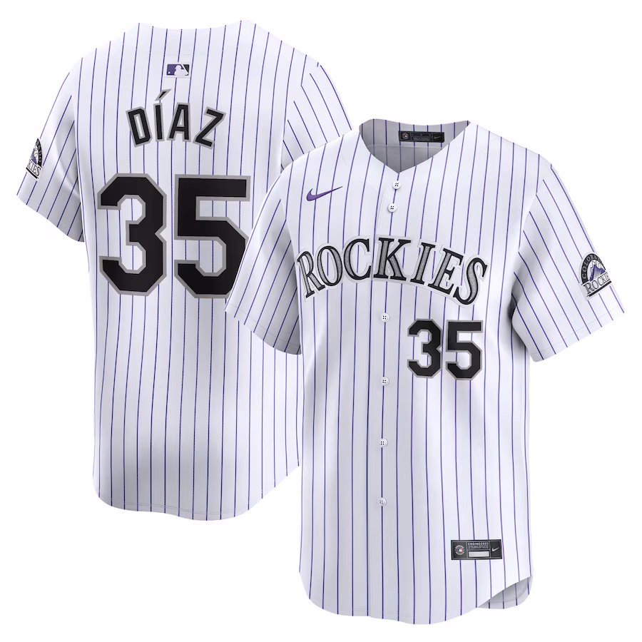 Men's Colorado Rockies Elias Diaz Nike White Home Limited Player Jersey - Puhuasuan