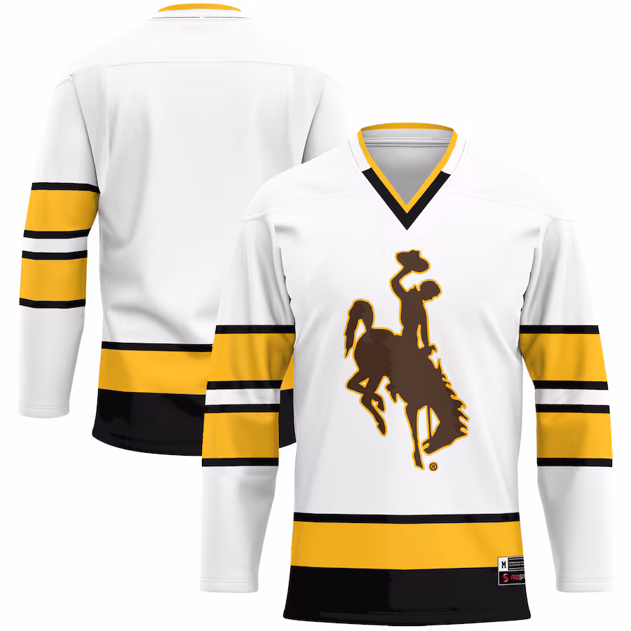 Men's GameDay Greats White Wyoming Cowboys Hockey Jersey - Puhuasuan