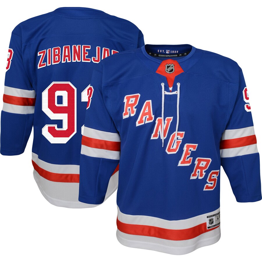 Youth New York Rangers Mika Zibanejad Blue Home Premier Player Jersey - Puhuasuan