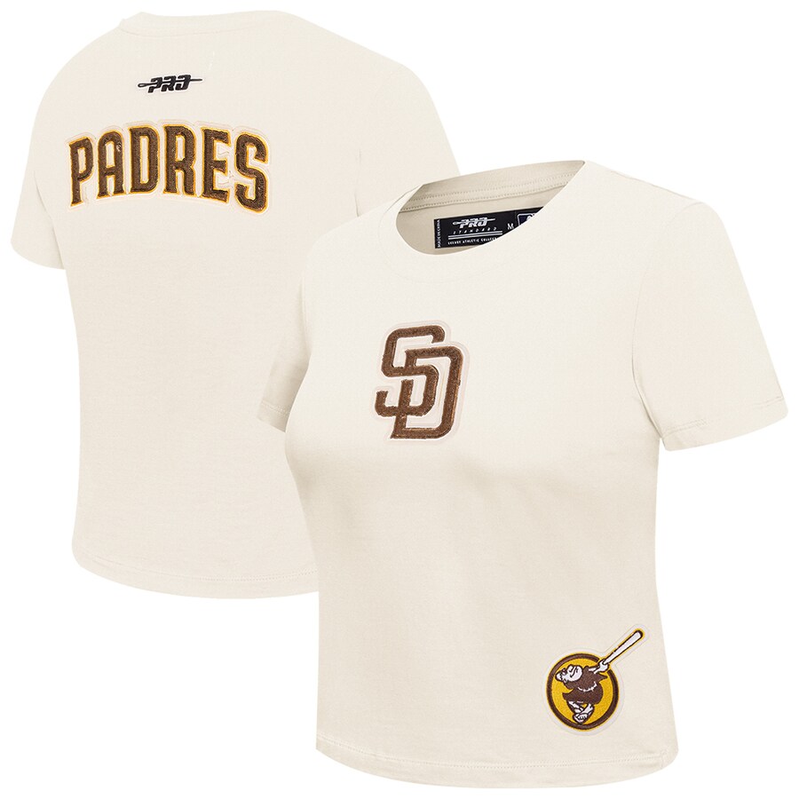 Women's San Diego Padres Pro Standard Cream Game Day Classics Baby Doll Cropped T-Shirt - Puhuasuan