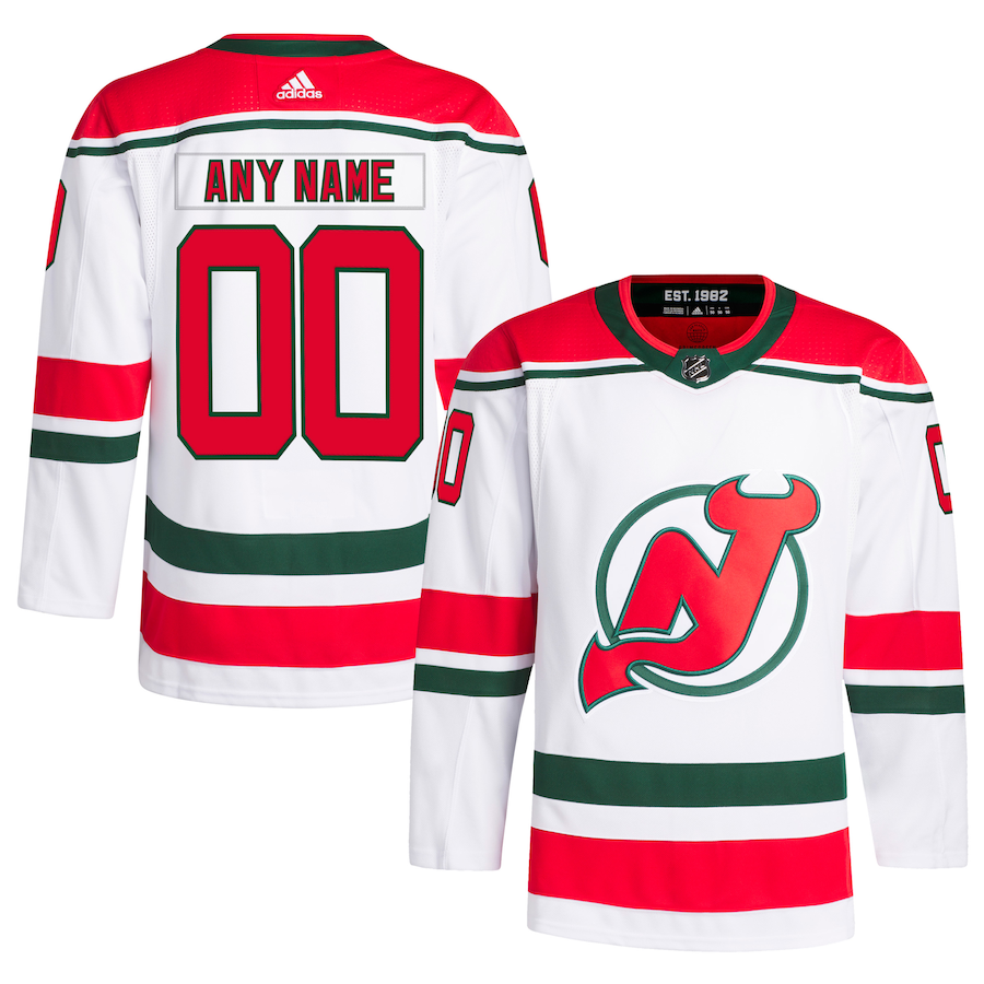 Men's New Jersey Devils adidas White W Anniversary Heritage Primegreen Authentic Custom Jersey - Puhuasuan