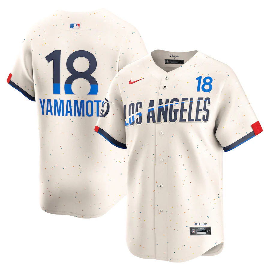 Men's Los Angeles Dodgers Yoshinobu Yamamoto Nike Cream 2024 City Connect Limited Player Jersey - Puhuasuan