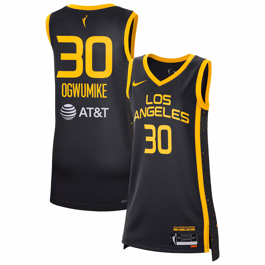Women's Los Angeles Sparks Nneka Ogwumike Nike Black 2021 Rebel Edition Victory Player Jersey - Puhuasuan