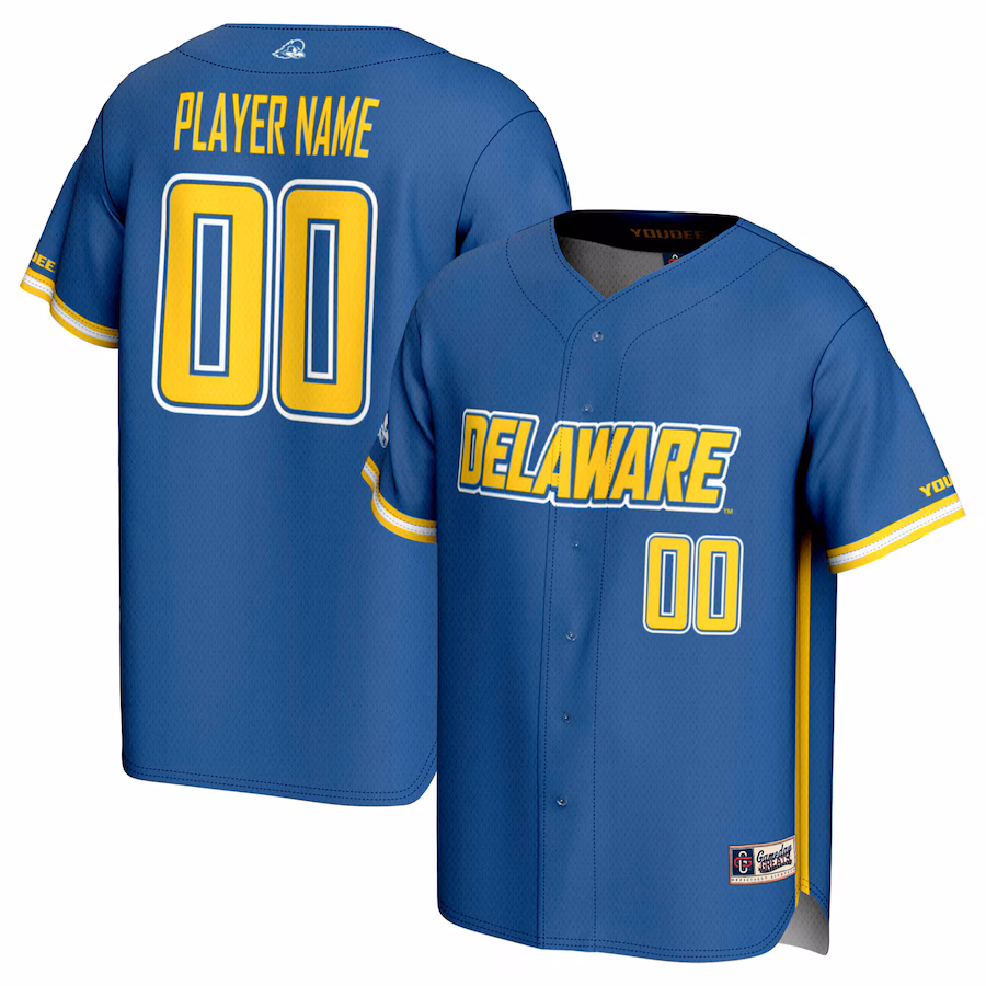 Delaware Fightin' Blue Hens GameDay Greats Youth NIL Pick-A-Player Baseball Lightweight Jersey - Royal - Puhuasuan