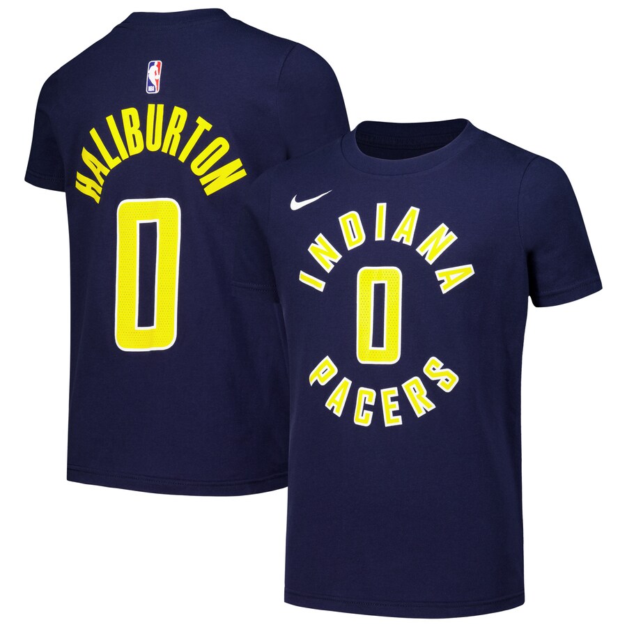 Youth Indiana Pacers Tyrese Haliburton Nike Navy Icon Edition Name & Number T-Shirt - Puhuasuan