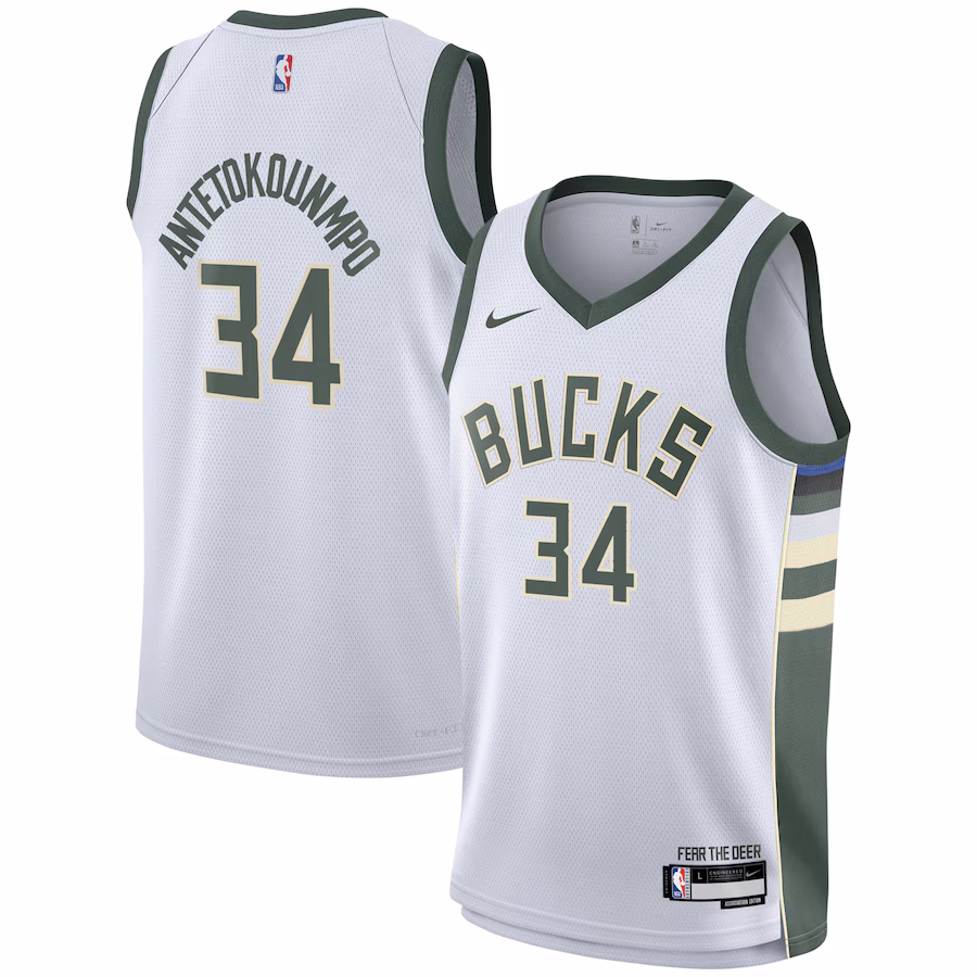 Youth Milwaukee Bucks Giannis Antetokounmpo Nike White Swingman Jersey - Association Edition - Puhuasuan