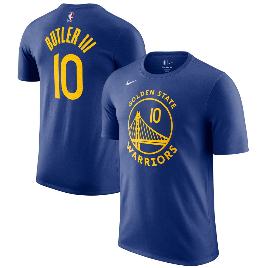 Men's Golden State Warriors Jimmy Butler III Nike Royal Icon Icon Edition Name & Number T-Shirt - Puhuasuan