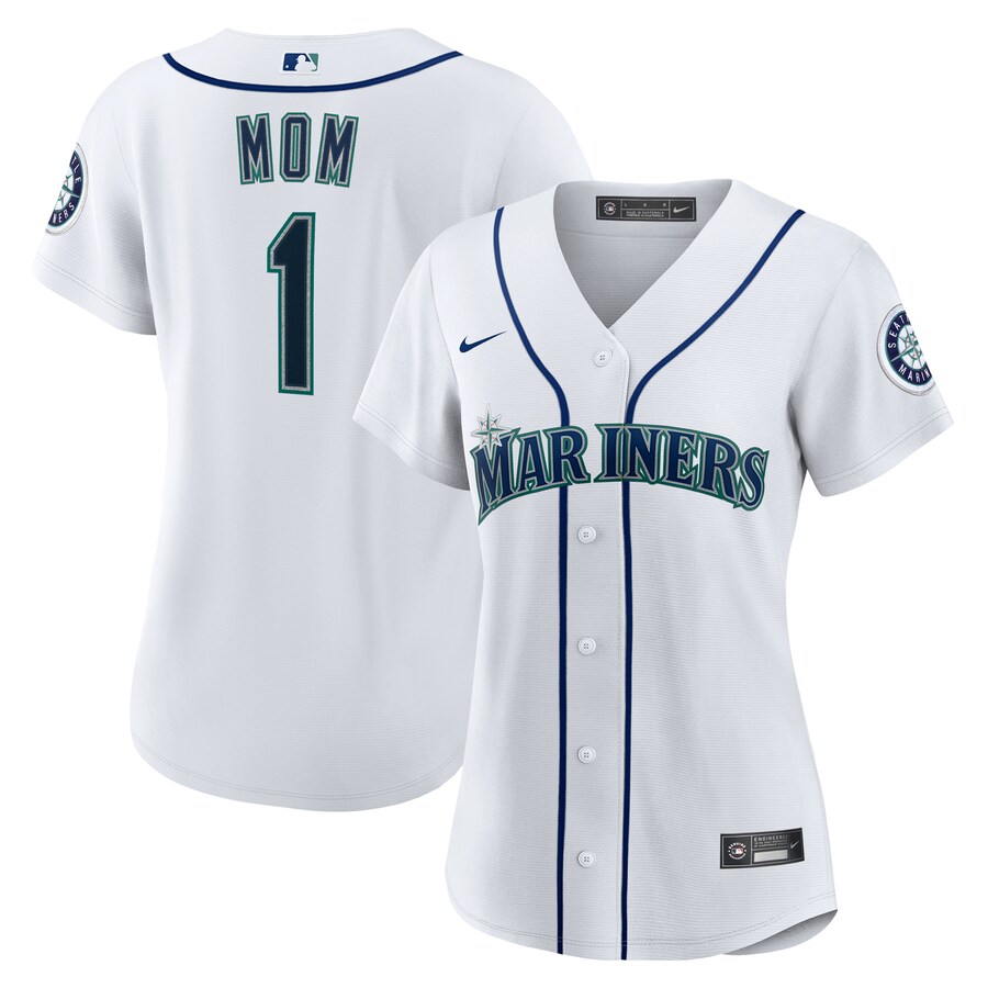 Women's Seattle Mariners Nike White #1 Mom Home Replica Jersey - Puhuasuan