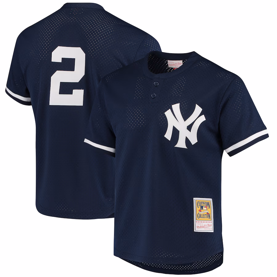 Men's New York Yankees Derek Jeter Mitchell & Ness Navy Cooperstown Collection 1995 Batting Practice Jersey - Puhuasuan