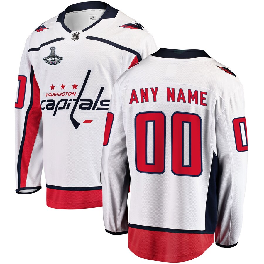 Men's Washington Capitals White 2018 Stanley Cup Champions Away Breakaway Custom Jersey - Puhuasuan