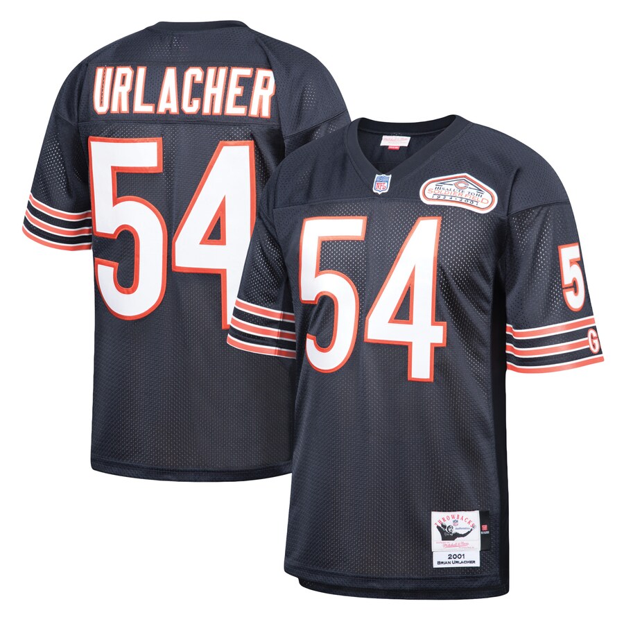 Men's Chicago Bears 2001 Brian Urlacher Mitchell & Ness Navy Authentic Throwback Retired Player Jersey - Puhuasuan