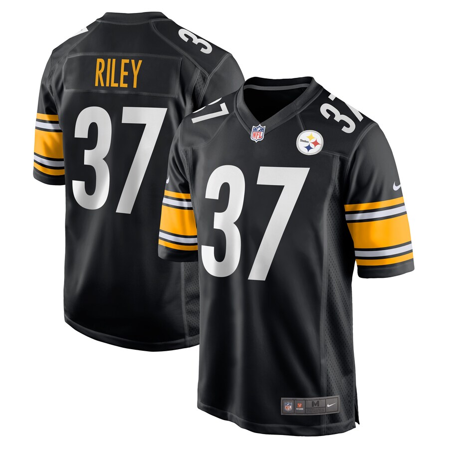 Men's Pittsburgh Steelers Elijah Riley Nike Black Game Player Jersey - Puhuasuan