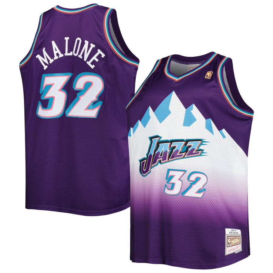Men's Utah Jazz Karl Malone Mitchell & Ness Purple Big & Tall Hardwood Classics 1996/97 Swingman Jersey - Puhuasuan