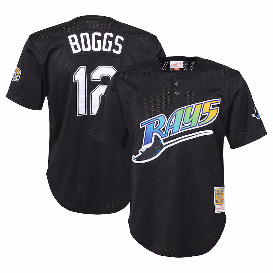 Youth Tampa Bay Rays Wade Boggs Mitchell & Ness Black Cooperstown Collection Mesh Batting Practice Jersey - Puhuasuan