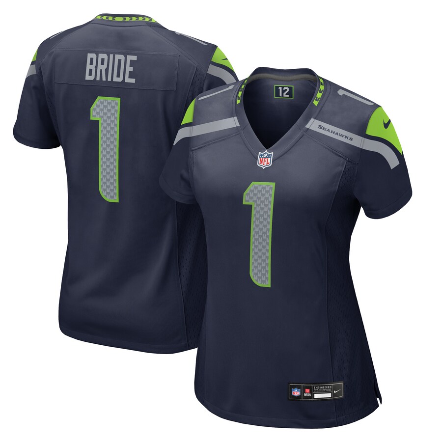 Women's Seattle Seahawks Number 1 Bride Nike  College Navy Game Jersey - Puhuasuan
