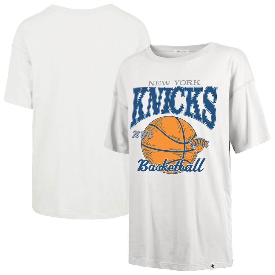 Women's New York Knicks  '47 White City Edition Down Court Sadie T-Shirt - Puhuasuan