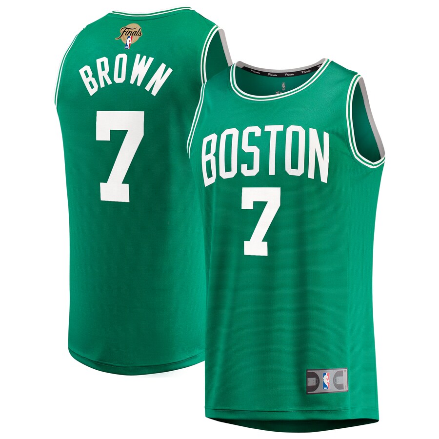 Men's Boston Celtics Jaylen Brown Fanatics Kelly Green 2024 NBA Finals Fast Break Replica Player Jersey - Icon Edition - Puhuasuan