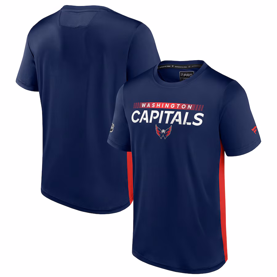 Men's Washington Capitals Fanatics Navy/Red Authentic Pro Rink Tech T-Shirt - Puhuasuan