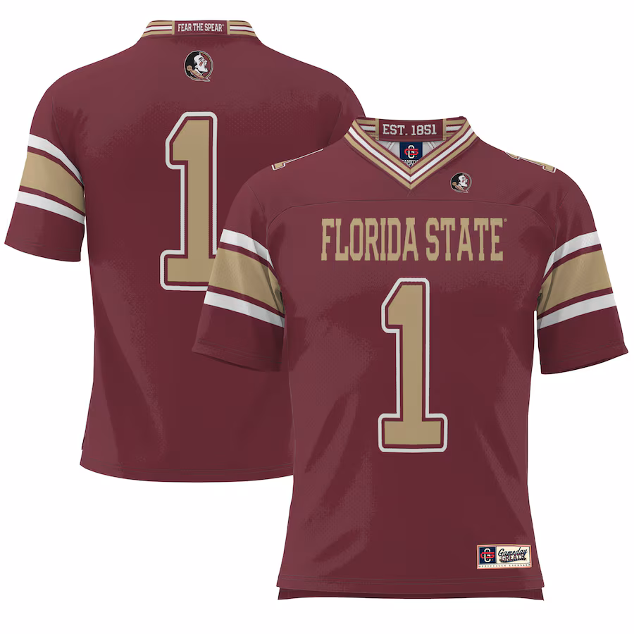 #1 Florida State Seminoles GameDay Greats Endzone Football Jersey - Garnet - Puhuasuan