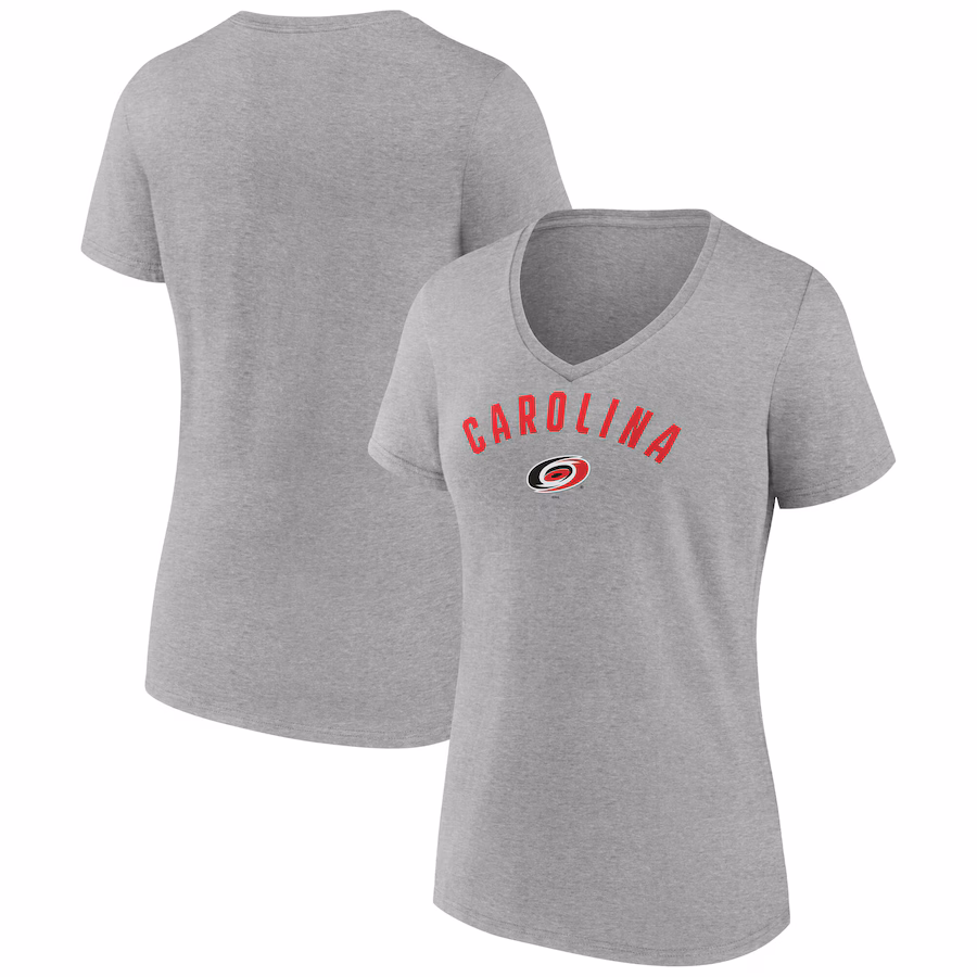 Women's Carolina Hurricanes Fanatics Gray V-Neck T-Shirt - Puhuasuan