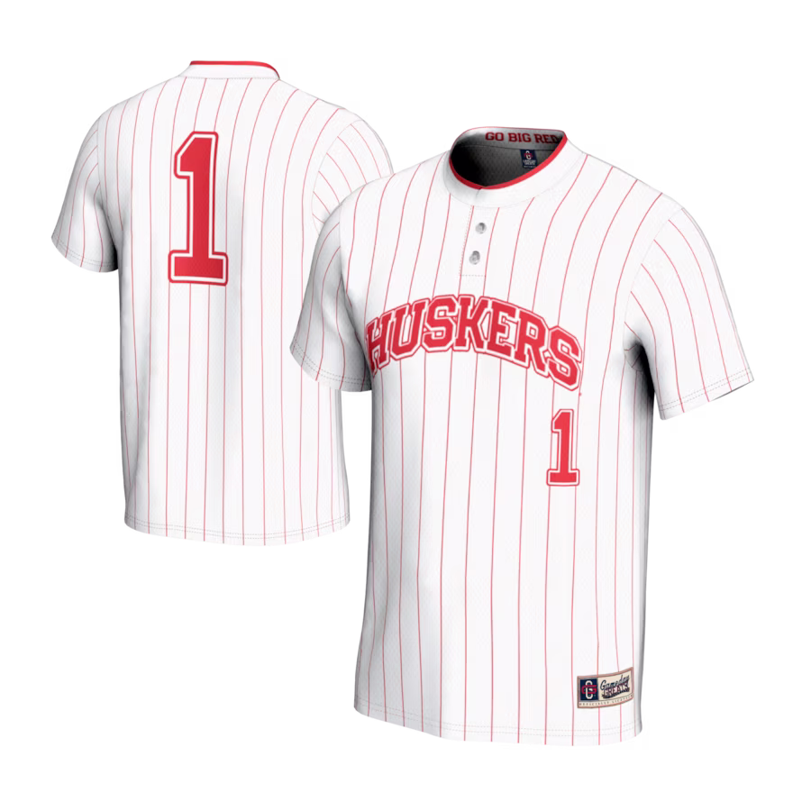 #1 Nebraska Huskers GameDay Greats Youth Lightweight Softball Jersey - White - Puhuasuan