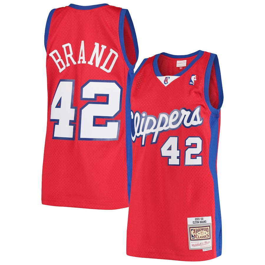 Men's LA Clippers Elton Brand Mitchell & Ness Red Hardwood Classics Swingman Jersey - Puhuasuan