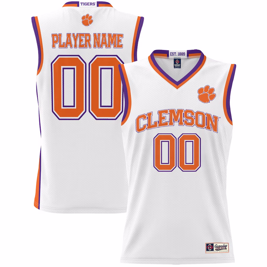 Clemson Tigers GameDay Greats Youth NIL Pick-A-Player Lightweight Basketball Jersey - White - Puhuasuan